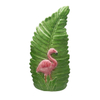 Vase flamant rose en relief de style pot de feuilles de noix de coco verte en céramique
