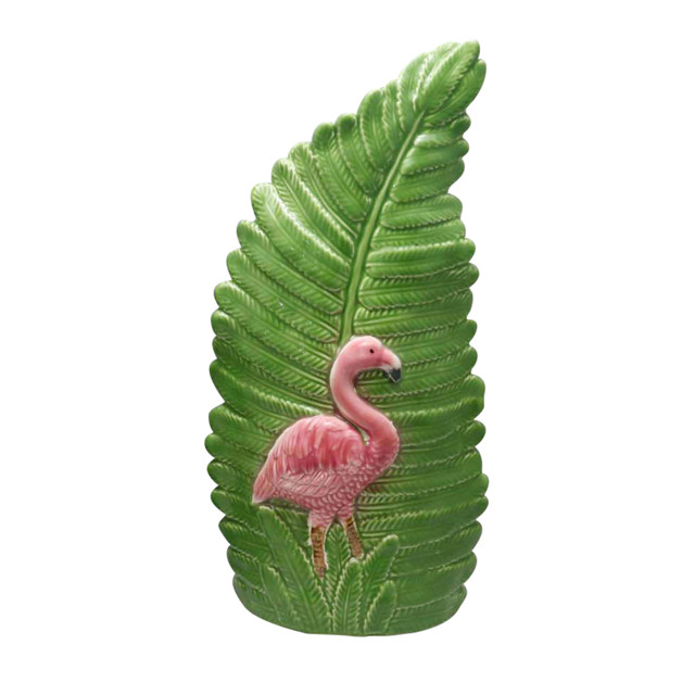 Vase feuille en céramique verte Vase flamant rose en relief