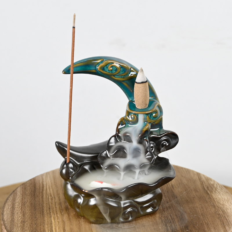 Céramique Lune cascade Backflow Brûler le brûleur en cascade Cône d'encens de reflux 