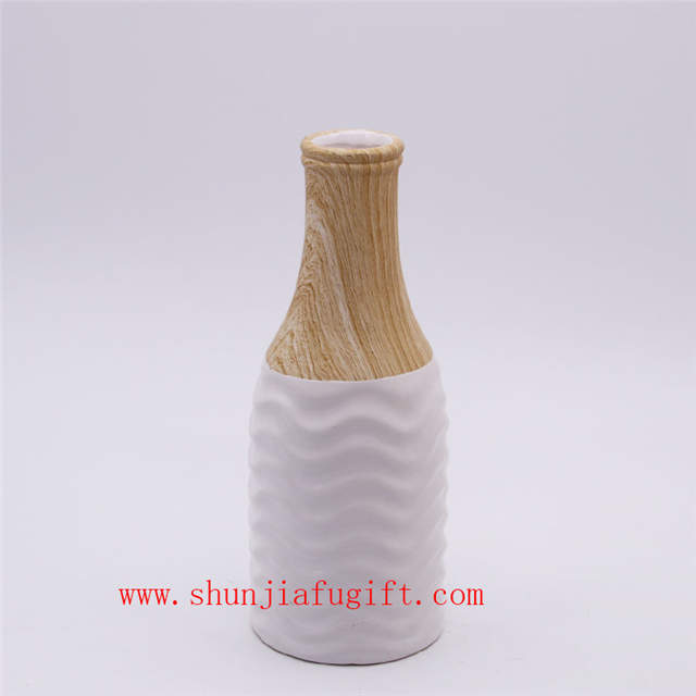 Décoration de la maison Vase de mode Vase en céramique à grain de bois
