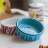 Bowl Bottom Dog Footprints Circular Blue Ceramic Dog Bowl Ceramic Pet Feeder