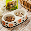Black Circle Edge Bowl Bottom Printing Dog Footon Circulaire Dog Footon Céramique Double Bowl Integration Dog Bowl Ceramic Pet Feeder
