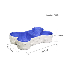Bol fond bleu os forme Double bol Design chien bol en céramique bassin de nourriture bassin de nourriture pour animaux de compagnie beau bassin de nourriture pour animaux de compagnie