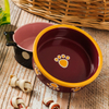 Café couleur bord rond bol bas impression empreintes de chien Image bol pour chien en céramique mangeoire pour animaux de compagnie en céramique