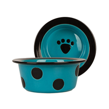 Impression de fond de bol Images d'os Mangeoire pour animaux de compagnie en céramique bleu ciel Bol pour chien en céramique circulaire