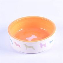 bol extérieur chien imprimé bol rose fond impression os photos bol en céramique pour animaux de compagnie bol pour chien en céramique
