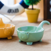 avec tête de chat en relief avec longue queue et bol pour chat de quatre pieds Mangeoire en céramique jaune bleu vert