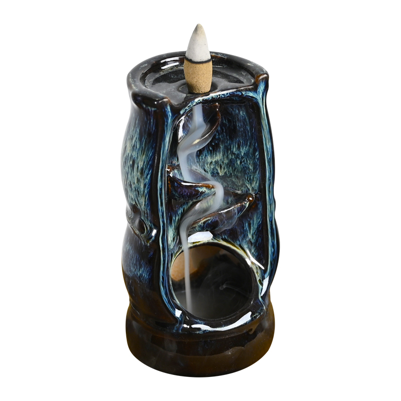 Céramique bambou style joint de style vase conception cascade brûleur d'encens backflow