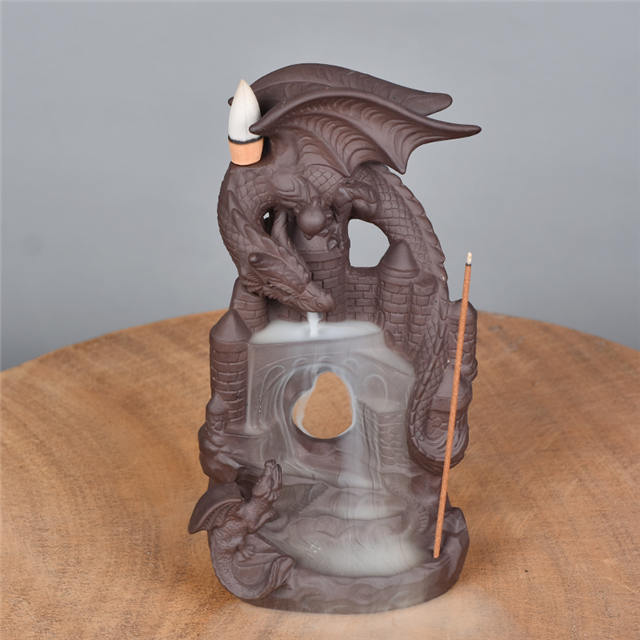 2020 Yer nouveau produit Statue en céramique Dragon cascade en céramique brûleur d'encens à reflux