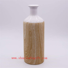 Décoration de la maison Vase de mode Vase en céramique à grain de bois