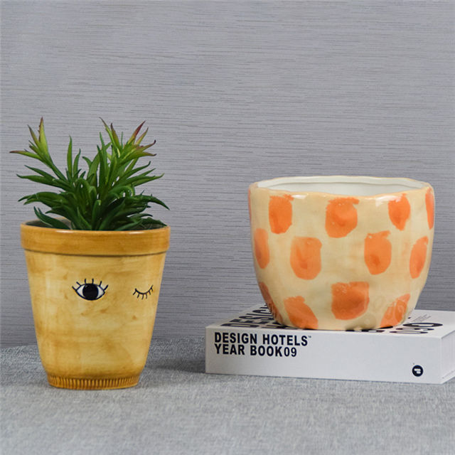 Accueil Balcon Décoration De Table Jardinière Pot Expression Faciale En Céramique Plante Pot De Fleurs