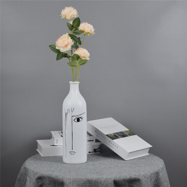 Décoration de la maison travail manuel dessin visages expression image peinte visages abstraits vase en céramique décoratif