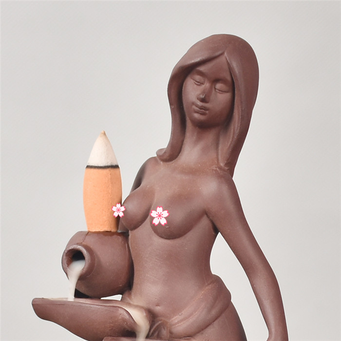 Porte-encens ameublement Statue déesse contre-courant cône d'encens en céramique contre-courant brûleur d'encens