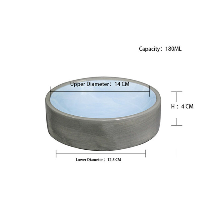 Mangeoire pour animaux de compagnie en céramique émaillée grise Bol pour chien et chat en céramique