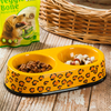 Black Circle Edge Bowl Bottom Printing Dog Footon Circulaire Chien Footon Jaune Céramique Double Bol Intégration Chien Bol En Céramique Pet Feeder