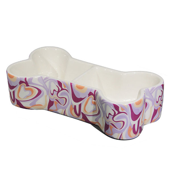 Bol pour chien en forme d'os Bassin de nourriture en céramique Bassin de nourriture pour animaux de compagnie Beau bassin de nourriture pour animaux de compagnie