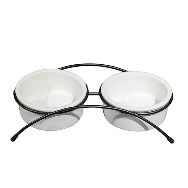 Bol pour chien de compagnie bol pour chat table à manger cadre en fer Double bol bol pour chien en céramique bol de nourriture pour chat bol de nourriture pour chat