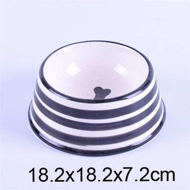 Glaçure blanche imprimée cercle noir bol photo bol fond imprimé os en céramique mangeoire pour animaux de compagnie bol en céramique pour chien