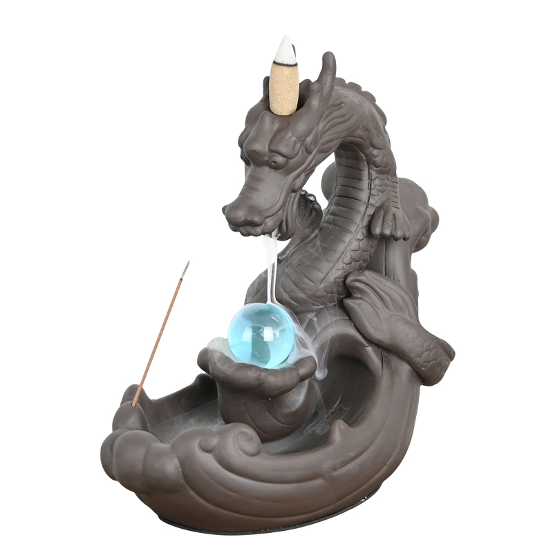 Braveur d'encens de reflux de dragon en céramique Céramique Dragon Waterfall Flow Burner Burner Production Fournisseur