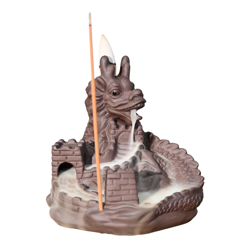 Céramic Dragon Design Waterfall Flow Flow Burner Production Fournisseur