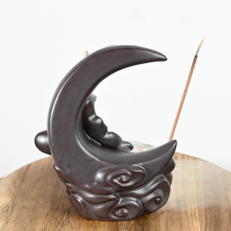 Brown Moon Statue Style Design Cons encens Brûleur d'encens de reflux en céramique