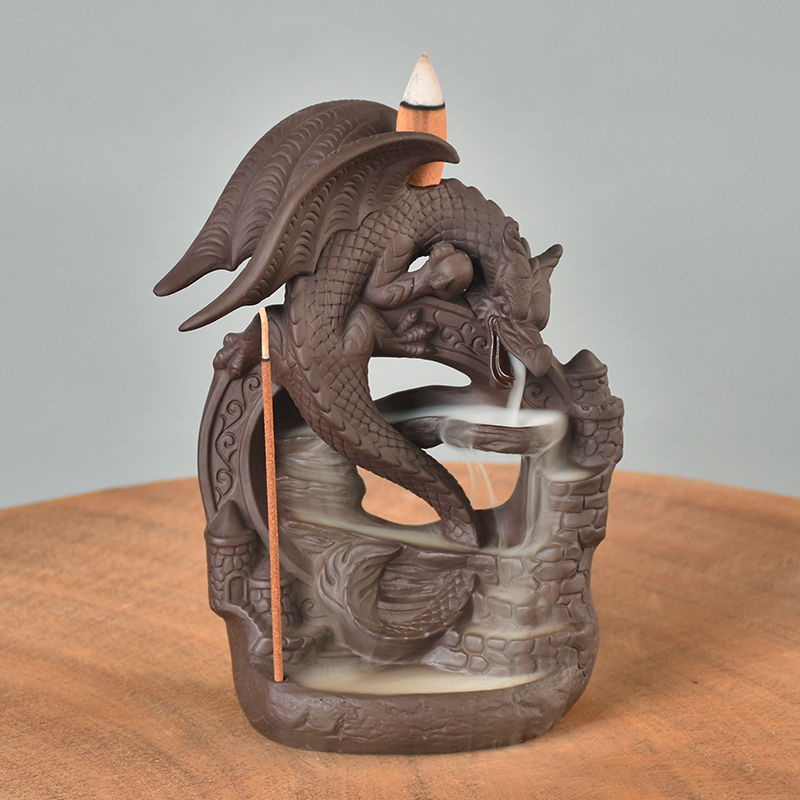 Fil d'encens encens de la cascade en céramique reflux encens à la recherche de l'encens de backflow en céramique dragon de lune