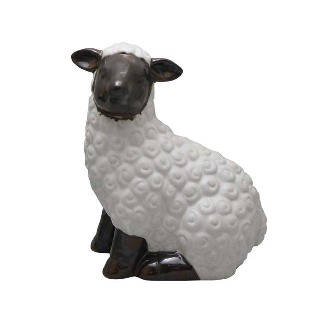 Décoration de statues de mouton de ferme blanche en céramique