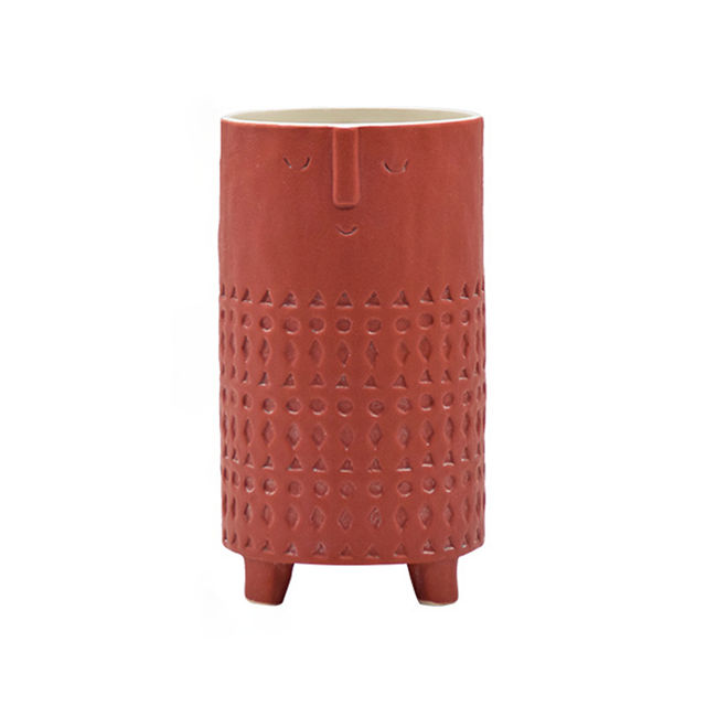 Décoration de table à la maison diverses expressions faciales quatre faces de support de pied vases en céramique