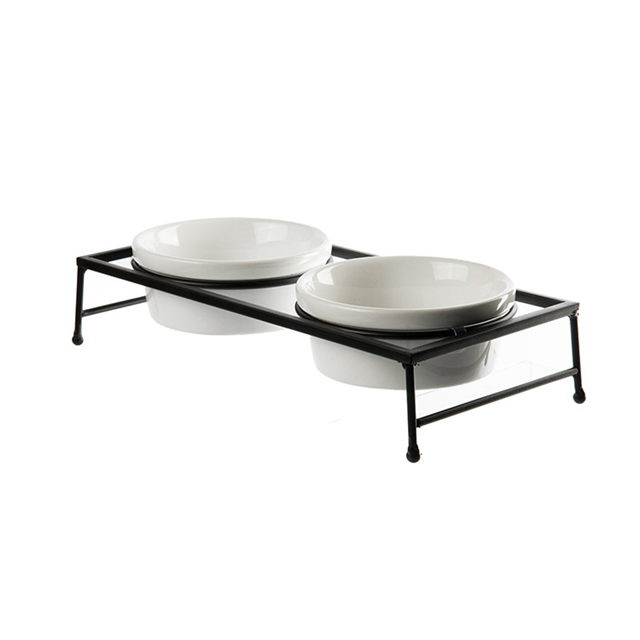 Bol pour chien de compagnie bol pour chat table à manger cadre en fer Double bol bol pour chien en céramique bol de nourriture pour chat bol de nourriture pour chat