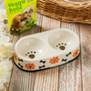 Black Circle Edge Bowl Bottom Printing Dog Footon Circulaire Dog Footon Céramique Double Bowl Integration Dog Bowl Ceramic Pet Feeder