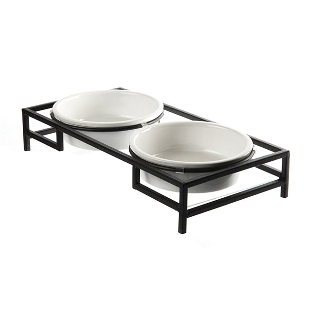 Pet chien bol chat bol fer cadre table à manger Double bol en céramique chien bol bol alimentaire chat bol alimentaire bol d'eau pour animaux de compagnie