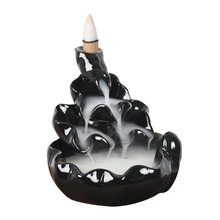 Céramique Backflow Waterfall Brûleur d'encens Cône d'encens Lotus en céramique noire