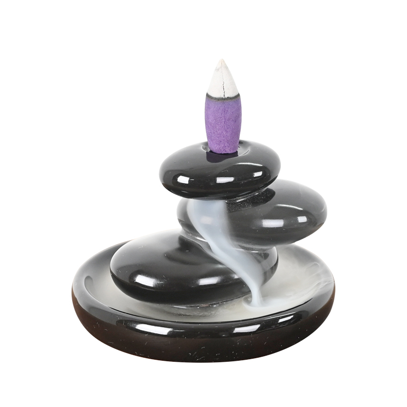 Brûleur d'encens de débit en céramique de conception empilée à trois styles en céramique