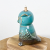 Blue Glaze Owl Style Statue Design Waterfall Encens Cone Controile Connais