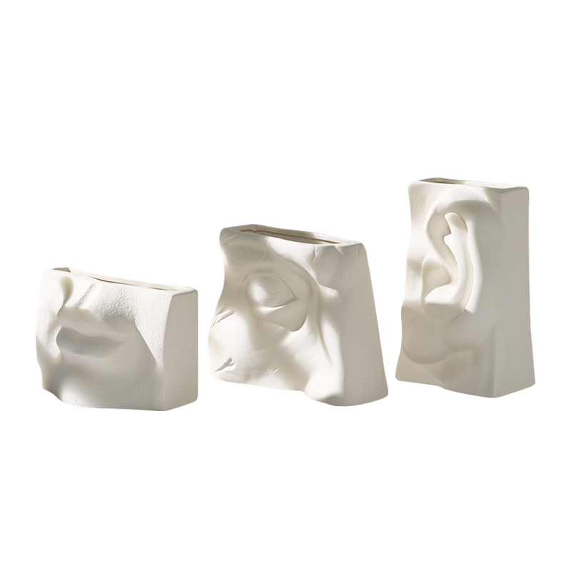Oeil, oreille, bouche, conception de style nez conception en céramique Vase en porcelaine