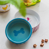 Bowl Bottom Dog Footprints Circular Blue Ceramic Dog Bowl Ceramic Pet Feeder