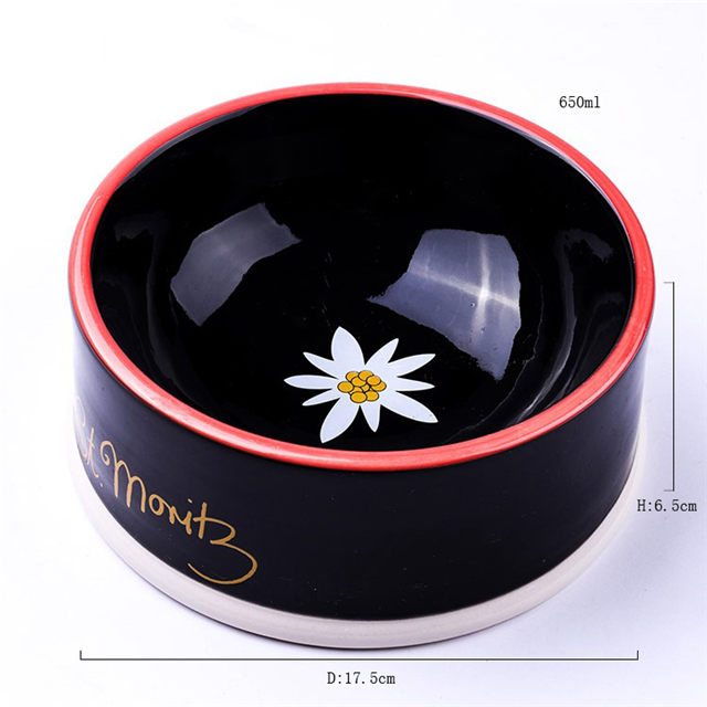 Bol pour chien en céramique à usage exclusif Charlie en céramique noire pour animaux de compagnie