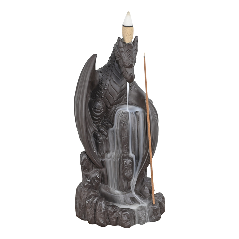 Supports de cône d'encens de cascade de brûleur d'encens de reflux de dragon en céramique