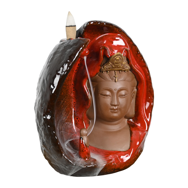 Brûleur d'encens à refoulement de cascade de Guanyin en céramique de vente directe du fabricant