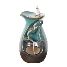 Conception de style vase encens en cascade en céramique brûleur d'encens de débit en céramique