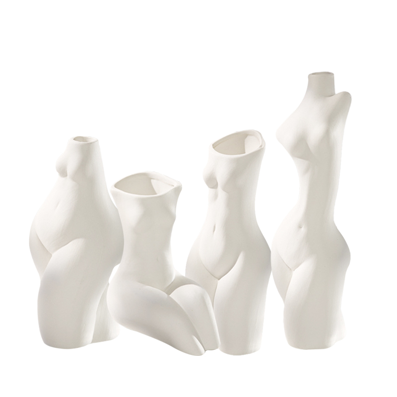 Conception de statues d'art blanc en céramique vase