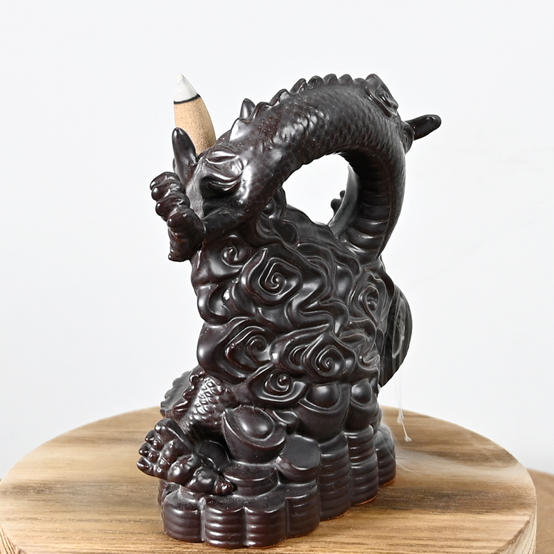 Bourse de bâtons d'encens en céramique dragon cascade de cascade de rétroéclair