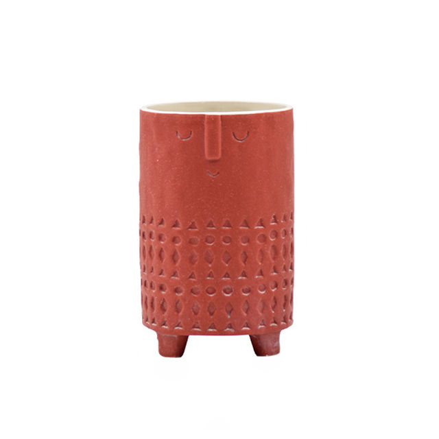 Décoration de table à la maison diverses expressions faciales quatre faces de support de pied vases en céramique