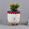Accueil balcon Table décoration jardinière Pot trépied Support visage abstrait pot de fleurs en céramique