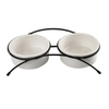 Fournitures pour animaux de compagnie ustensiles de nourriture pour animaux de compagnie cadre en fer pour animaux de compagnie en céramique double bol chat chien bol double bol