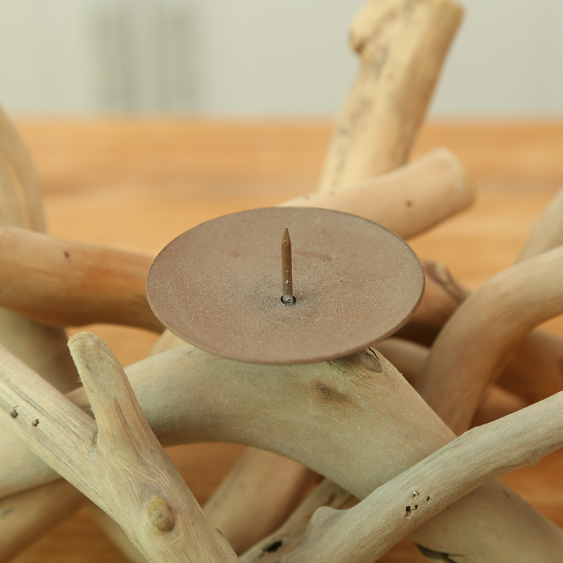 Bougeoir en bois flotté avec plaque à bougie 4pcs Table Tabure légère en bois Candier