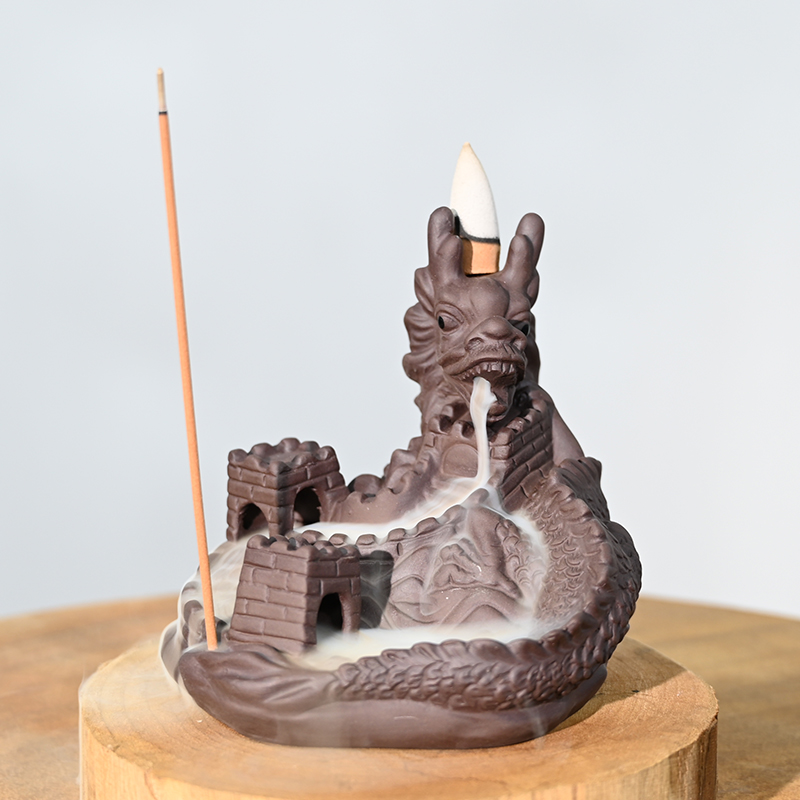 Céramic Dragon Design Waterfall Flow Flow Burner Production Fournisseur