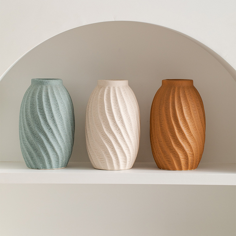 Brun, blanc laiteux, vert clair, vase en porcelaine décoration de bureau ornements de bureau vase en céramique