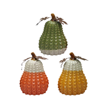 Ensemble de statues de citrouille en céramique texturée peinte à la main, ornement de vacances en porcelaine de récolte d'automne avec fabricant d'accents métalliques