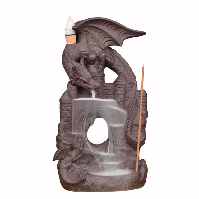 2020 Yer nouveau produit Statue en céramique Dragon cascade en céramique brûleur d'encens à reflux